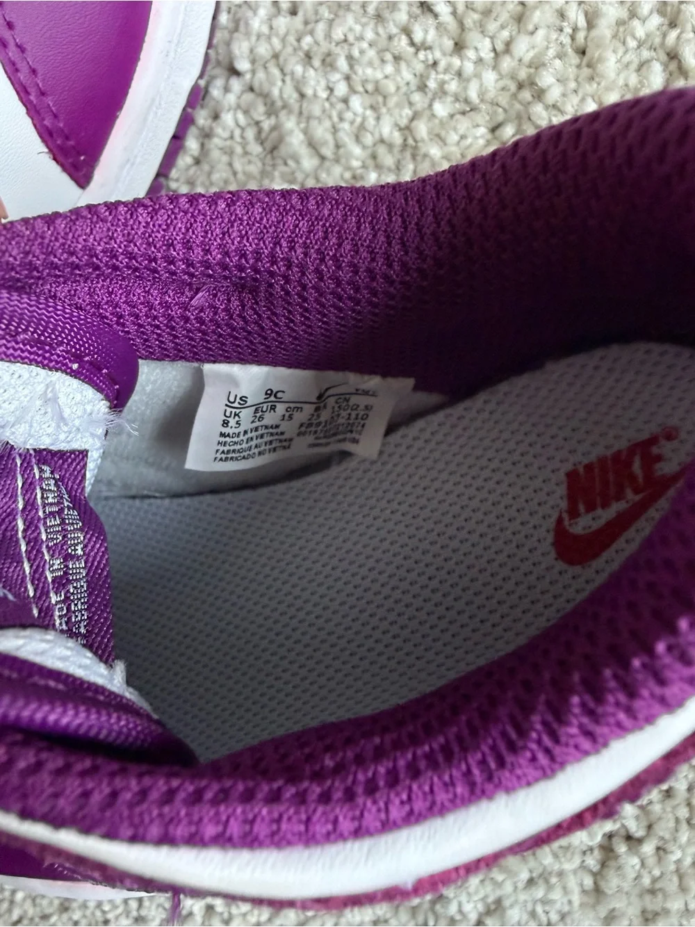 Nike Kids Purple and White Low-Top Sneakers